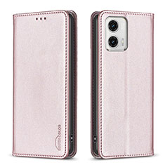 Funda de Cuero Cartera con Soporte Carcasa B23F para Motorola Moto G73 5G Oro Rosa