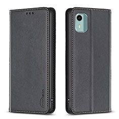 Funda de Cuero Cartera con Soporte Carcasa B23F para Nokia C12 Negro