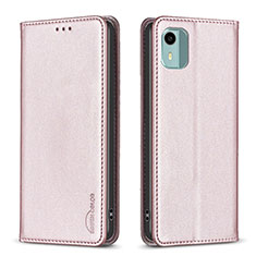 Funda de Cuero Cartera con Soporte Carcasa B23F para Nokia C12 Pro Oro Rosa