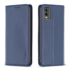 Funda de Cuero Cartera con Soporte Carcasa B23F para Nokia C32 Azul