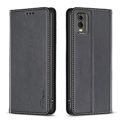 Funda de Cuero Cartera con Soporte Carcasa B23F para Nokia C32 Negro