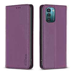 Funda de Cuero Cartera con Soporte Carcasa B23F para Nokia G11 Morado