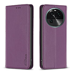 Funda de Cuero Cartera con Soporte Carcasa B23F para Oppo Find X6 Pro 5G Morado