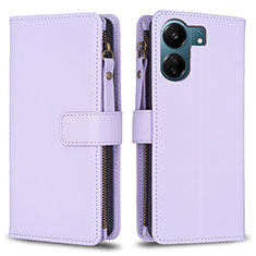 Funda de Cuero Cartera con Soporte Carcasa B23F para Xiaomi Poco C65 Purpura Claro