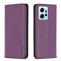 Funda de Cuero Cartera con Soporte Carcasa B23F para Xiaomi Redmi Note 12 4G Morado