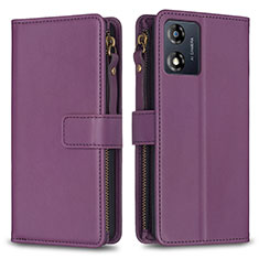 Funda de Cuero Cartera con Soporte Carcasa B25F para Motorola Moto E13 Morado