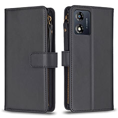 Funda de Cuero Cartera con Soporte Carcasa B25F para Motorola Moto E13 Negro