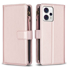 Funda de Cuero Cartera con Soporte Carcasa B25F para Motorola Moto G13 Oro Rosa