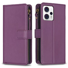 Funda de Cuero Cartera con Soporte Carcasa B25F para Motorola Moto G23 Morado