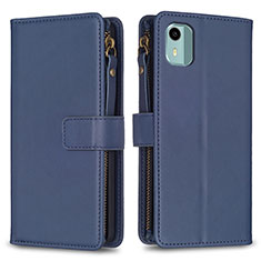 Funda de Cuero Cartera con Soporte Carcasa B25F para Nokia C12 Pro Azul