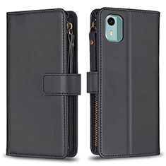 Funda de Cuero Cartera con Soporte Carcasa B25F para Nokia C12 Pro Negro