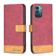 Funda de Cuero Cartera con Soporte Carcasa B25F para Nokia G11 Rojo