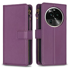 Funda de Cuero Cartera con Soporte Carcasa B25F para Oppo Find X6 Pro 5G Morado