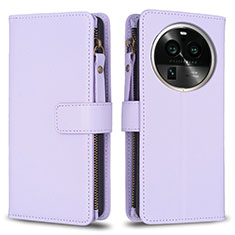 Funda de Cuero Cartera con Soporte Carcasa B25F para Oppo Find X6 Pro 5G Purpura Claro