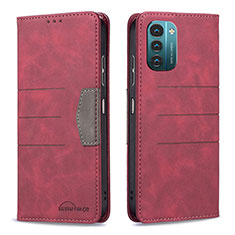 Funda de Cuero Cartera con Soporte Carcasa B26F para Nokia G21 Rojo