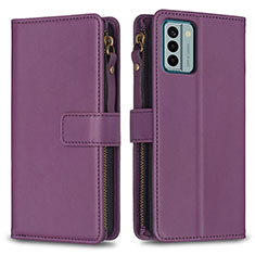 Funda de Cuero Cartera con Soporte Carcasa B26F para Nokia G22 Morado