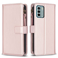 Funda de Cuero Cartera con Soporte Carcasa B26F para Nokia G22 Oro Rosa