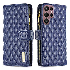 Funda de Cuero Cartera con Soporte Carcasa BF1 para Samsung Galaxy S22 Ultra 5G Azul