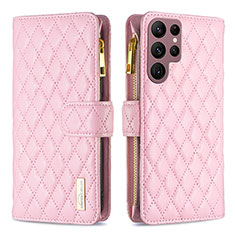 Funda de Cuero Cartera con Soporte Carcasa BF1 para Samsung Galaxy S22 Ultra 5G Oro Rosa