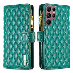 Funda de Cuero Cartera con Soporte Carcasa BF1 para Samsung Galaxy S22 Ultra 5G Verde