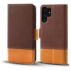 Funda de Cuero Cartera con Soporte Carcasa BF18 para Samsung Galaxy S24 Ultra 5G Marron