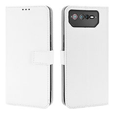 Funda de Cuero Cartera con Soporte Carcasa BY1 para Asus ROG Phone 6 Pro Blanco