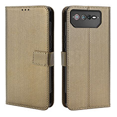 Funda de Cuero Cartera con Soporte Carcasa BY1 para Asus ROG Phone 6 Pro Marron