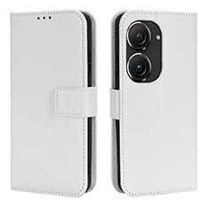 Funda de Cuero Cartera con Soporte Carcasa BY1 para Asus ZenFone 10 Blanco