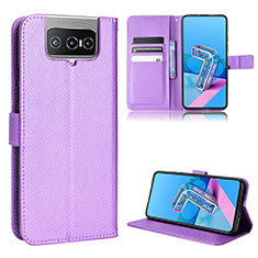 Funda de Cuero Cartera con Soporte Carcasa BY1 para Asus Zenfone 7 Pro ZS671KS Morado