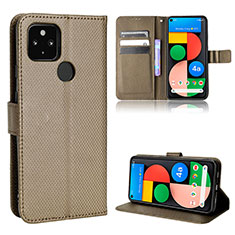 Funda de Cuero Cartera con Soporte Carcasa BY1 para Google Pixel 5 XL 5G Marron