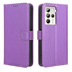 Funda de Cuero Cartera con Soporte Carcasa BY1 para HTC U23 5G Morado