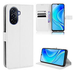 Funda de Cuero Cartera con Soporte Carcasa BY1 para Huawei Enjoy 50 Blanco