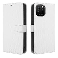 Funda de Cuero Cartera con Soporte Carcasa BY1 para Huawei Enjoy 50z Blanco