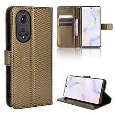 Funda de Cuero Cartera con Soporte Carcasa BY1 para Huawei Honor 50 5G Marron