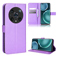 Funda de Cuero Cartera con Soporte Carcasa BY1 para Huawei Honor Magic4 Pro 5G Morado