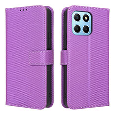 Funda de Cuero Cartera con Soporte Carcasa BY1 para Huawei Honor X6 5G Morado