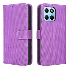 Funda de Cuero Cartera con Soporte Carcasa BY1 para Huawei Honor X6 Morado