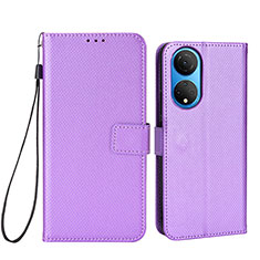 Funda de Cuero Cartera con Soporte Carcasa BY1 para Huawei Honor X7 Morado