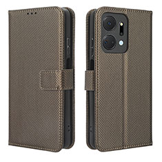 Funda de Cuero Cartera con Soporte Carcasa BY1 para Huawei Honor X7a Marron