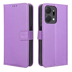 Funda de Cuero Cartera con Soporte Carcasa BY1 para Huawei Honor X7a Morado