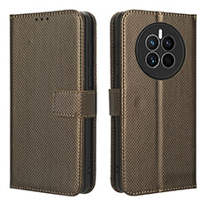 Funda de Cuero Cartera con Soporte Carcasa BY1 para Huawei Mate 50 Marron