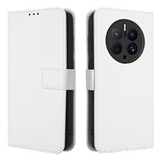 Funda de Cuero Cartera con Soporte Carcasa BY1 para Huawei Mate 50 Pro Blanco