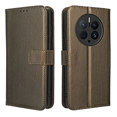 Funda de Cuero Cartera con Soporte Carcasa BY1 para Huawei Mate 50 Pro Marron