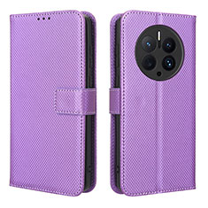 Funda de Cuero Cartera con Soporte Carcasa BY1 para Huawei Mate 50 Pro Morado