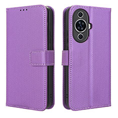 Funda de Cuero Cartera con Soporte Carcasa BY1 para Huawei Nova 11 Morado