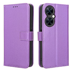 Funda de Cuero Cartera con Soporte Carcasa BY1 para Huawei Nova 11i Morado