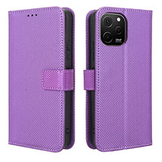 Funda de Cuero Cartera con Soporte Carcasa BY1 para Huawei Nova Y61 Morado