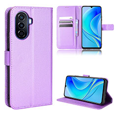 Funda de Cuero Cartera con Soporte Carcasa BY1 para Huawei Nova Y70 Morado