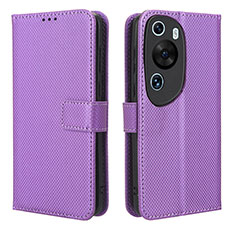 Funda de Cuero Cartera con Soporte Carcasa BY1 para Huawei P60 Art Morado