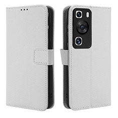 Funda de Cuero Cartera con Soporte Carcasa BY1 para Huawei P60 Blanco